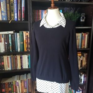 Adrianna Pappel Polka Do Shirt Tail Twofer Sweater